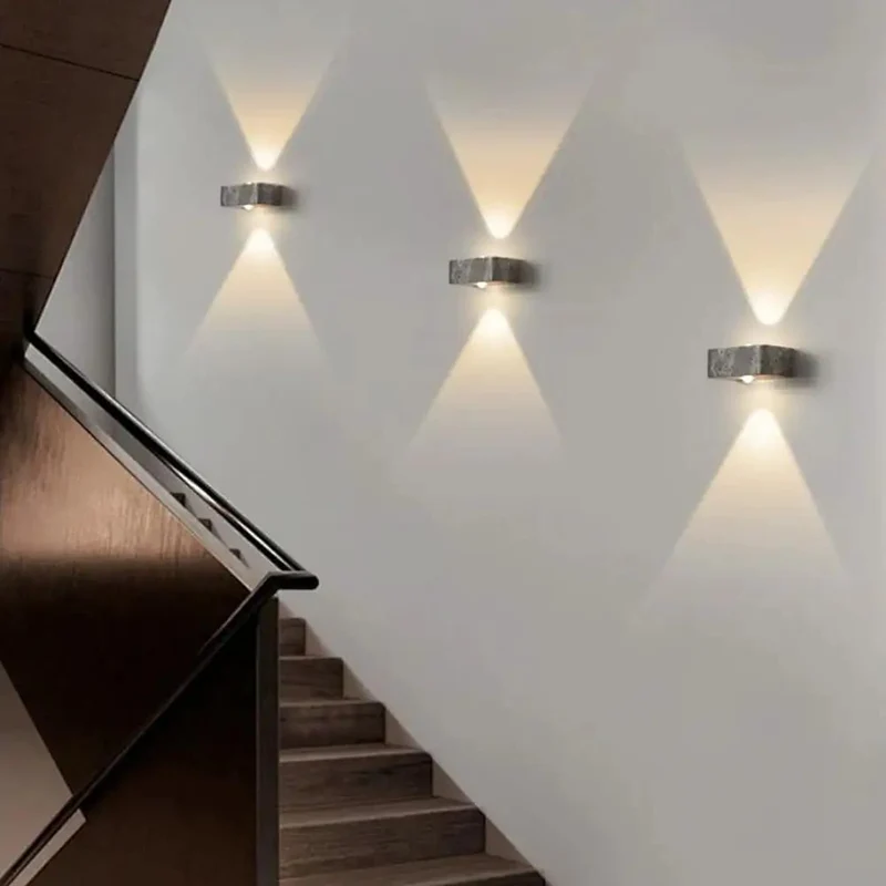 Straight Fire LED Wall Sconce Featuring Genuine Yellow Travertine Stone And Soft Glass For A Badass Mid Century Modern Up Down Light Setup That Seriously Brightens Up Any Living Room Layout