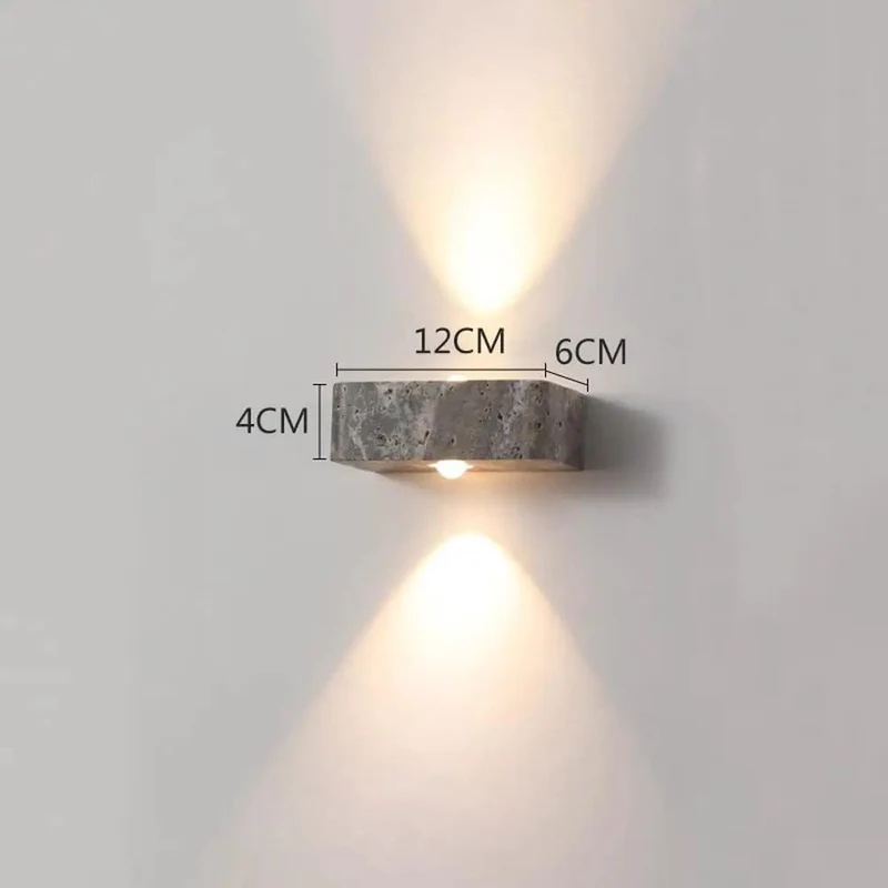 Straight Fire LED Wall Sconce Featuring Genuine Yellow Travertine Stone And Soft Glass For A Badass Mid Century Modern Up Down Light Setup That Seriously Brightens Up Any Living Room Layout