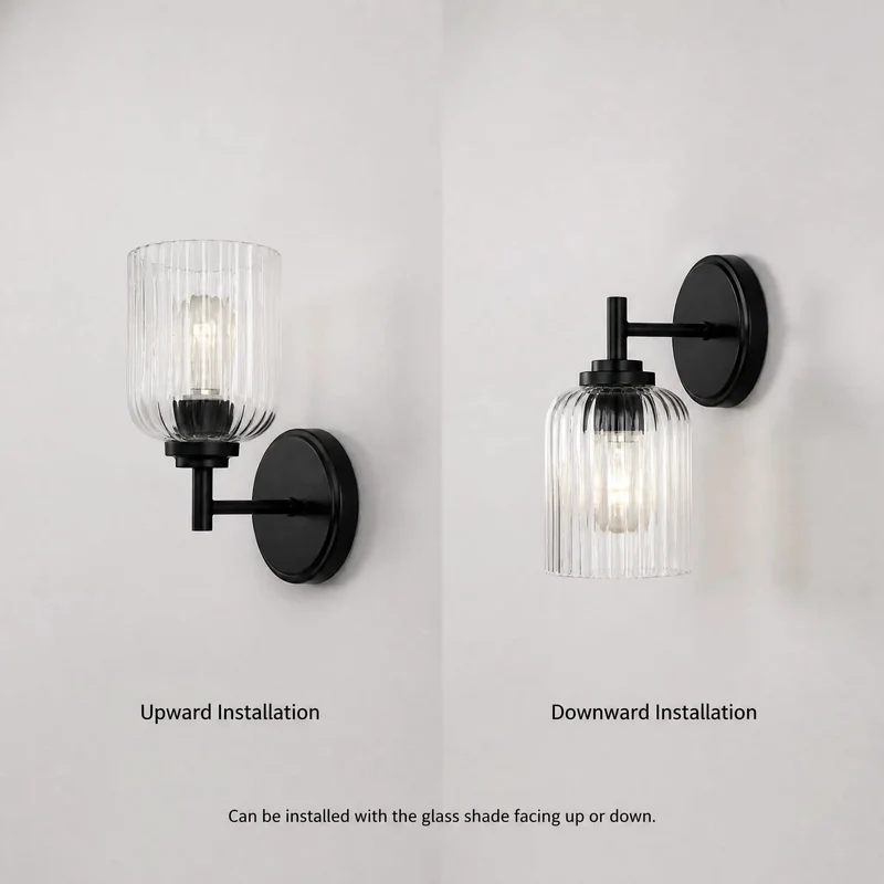 Top Tier One Light Farmhouse Vanity Wall Sconce With Clean Ribbed Glass And Tough Matte Black Build For Next Level Vintage Industrial Vibes And Easy Ambient Lighting Setup