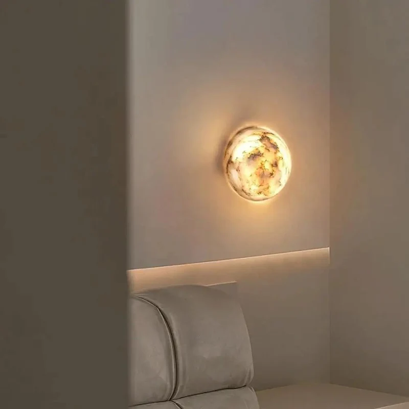 Top Shelf Alabaster Wall Sconce With Translucent Moonlight Glow And Smooth Cloud Texture For Modern Nordic Home Decor That Brings An Absolute Knockout Ambient Vibe To Any Everyday Living Room Space