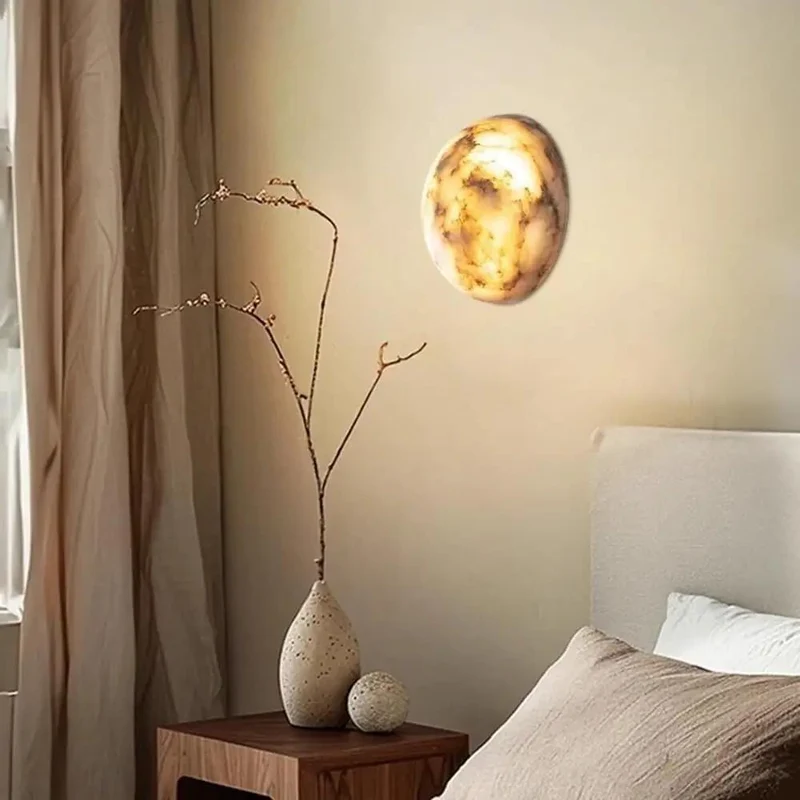 Top Shelf Alabaster Wall Sconce With Translucent Moonlight Glow And Smooth Cloud Texture For Modern Nordic Home Decor That Brings An Absolute Knockout Ambient Vibe To Any Everyday Living Room Space