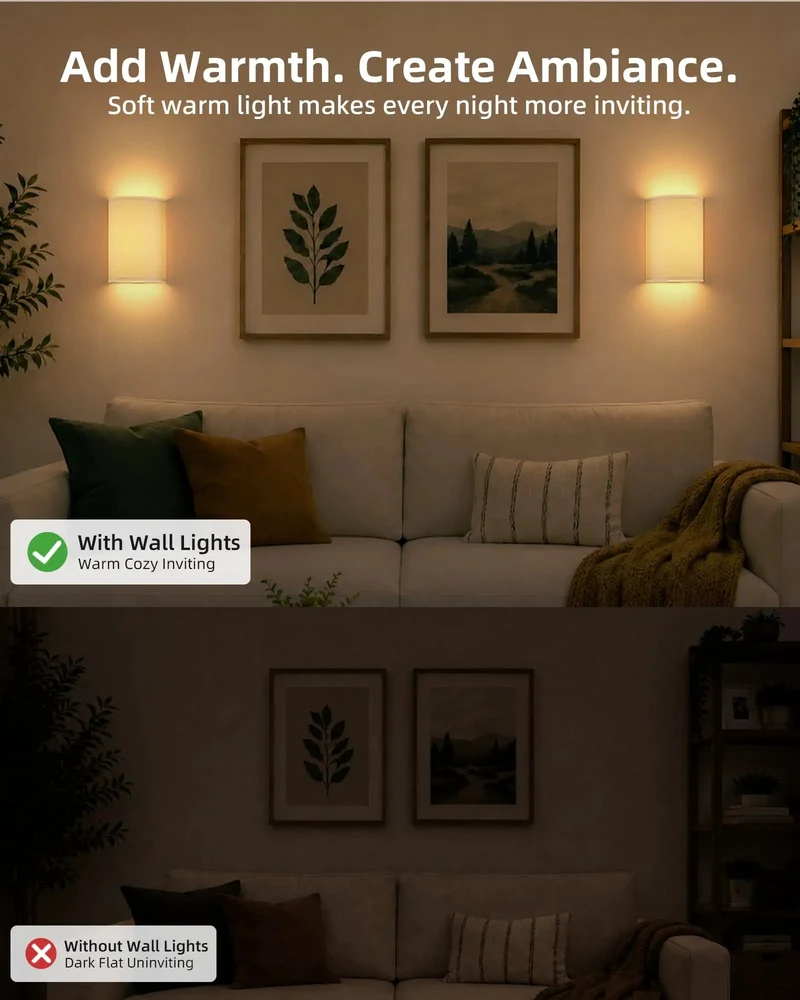 Set of Two Wireless Pleated Wall Sconces Rechargeable with Remote 3Colors plus 80Rgb Dimmable No Drill Usb C Bedroom Glow Up Swoon Worthy White Shades