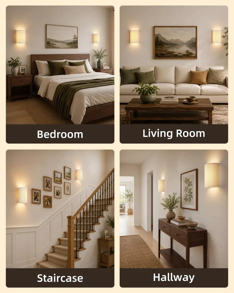 Set of Two Wireless Pleated Wall Sconces Rechargeable with Remote 3Colors plus 80Rgb Dimmable No Drill Usb C Bedroom Glow Up Swoon Worthy White Shades