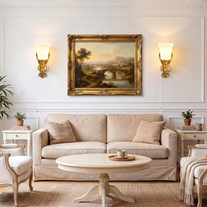 Premium Dimmable Plug In Wall Sconce Featuring Vintage Gold Finished Brass Frame And Frosted Glass Shade That Sets The Mood With Straight Up Amazing Living Room Vibes