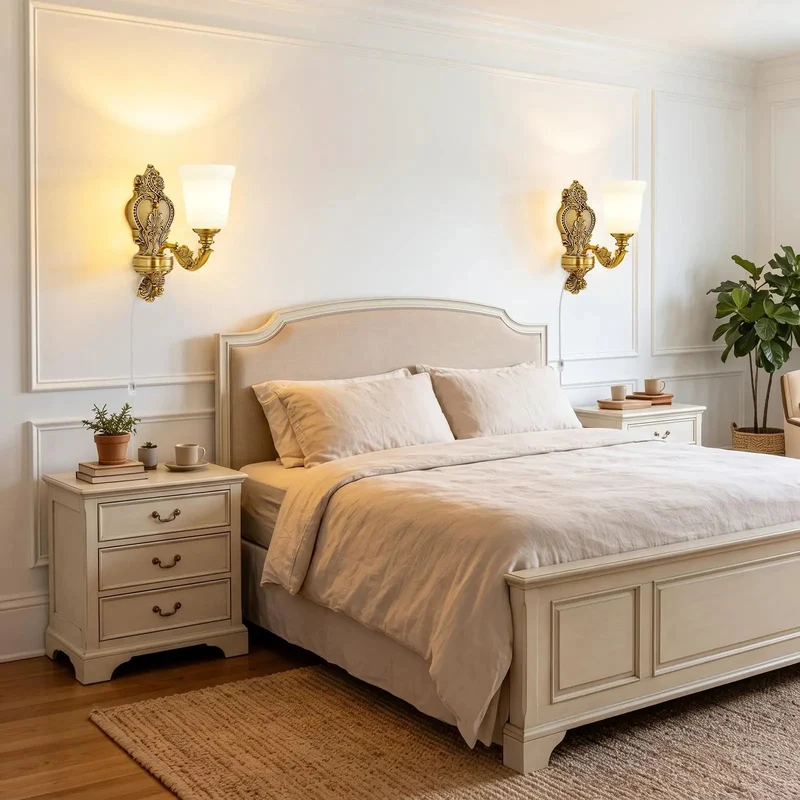 Premium Dimmable Plug In Wall Sconce Featuring Vintage Gold Finished Brass Frame And Frosted Glass Shade That Sets The Mood With Straight Up Amazing Living Room Vibes