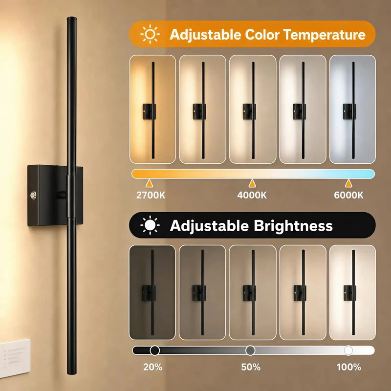 Black Wireless Wall Sconce Set Of Two Battery Operated With Remote 10000Mah Rechargeable No Wiring Drama Smooth Setup Clean Lines For Modern Home Vibes