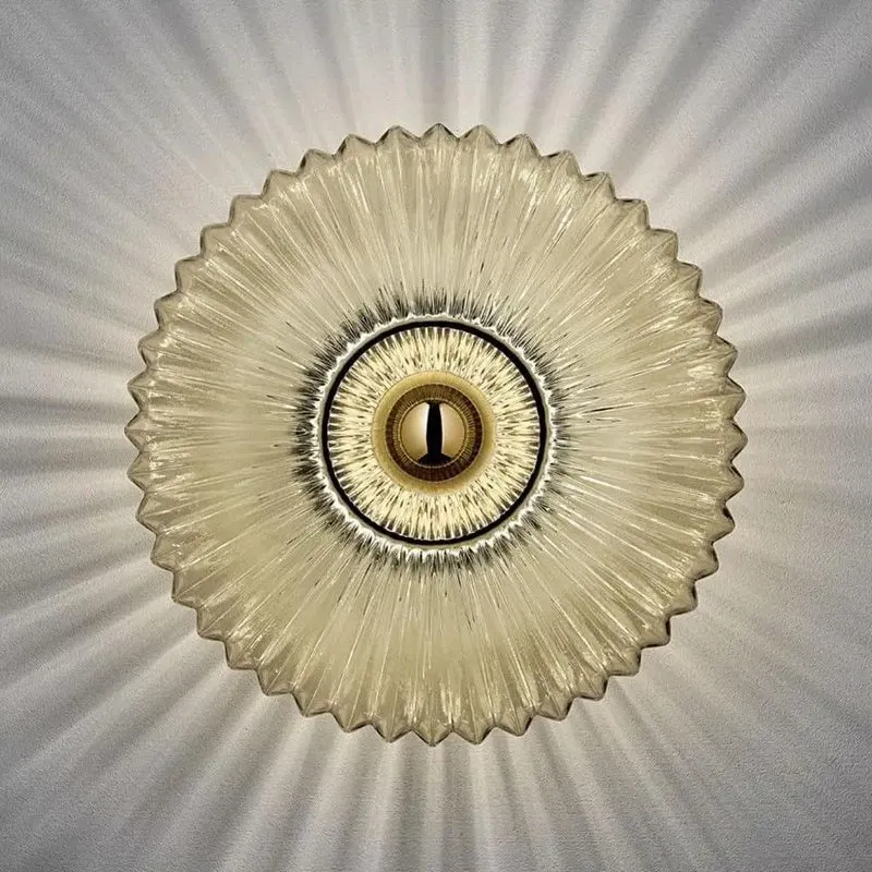 Premium Fluted Glass Wall Sconce With Heavy Gauge Iron Wall Mount And Scalloped Pleated Shade Casting A Chill Radiating Beam For Dope Interior Lighting Vibes