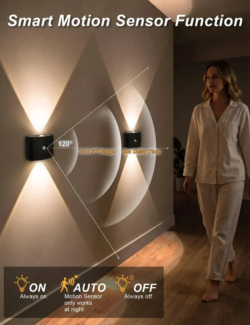 2 Pack Motion Sensor Wall Sconces With Rechargeable Magnetic Base For Zero Drag Entryway Setup That Switches On Auto For Sweet Nighttime Glow That Feels Like A Game Changer Everyday