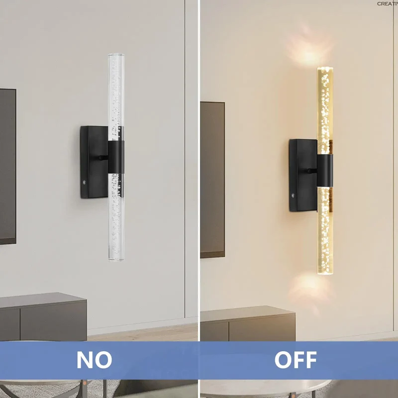 Modern Black Wireless Wall Sconce Set Of Two, Rechargeable Dimmable Vanity Light With Remote Control, Zero Wiring Hassle For Bedroom Bathroom Hallway Living Room