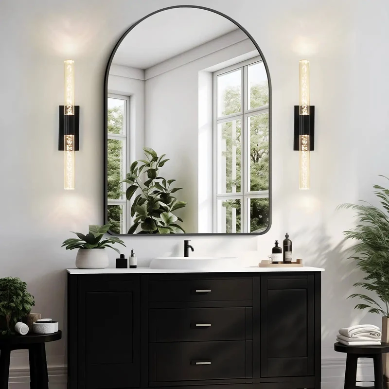 Modern Black Wireless Wall Sconce Set Of Two, Rechargeable Dimmable Vanity Light With Remote Control, Zero Wiring Hassle For Bedroom Bathroom Hallway Living Room