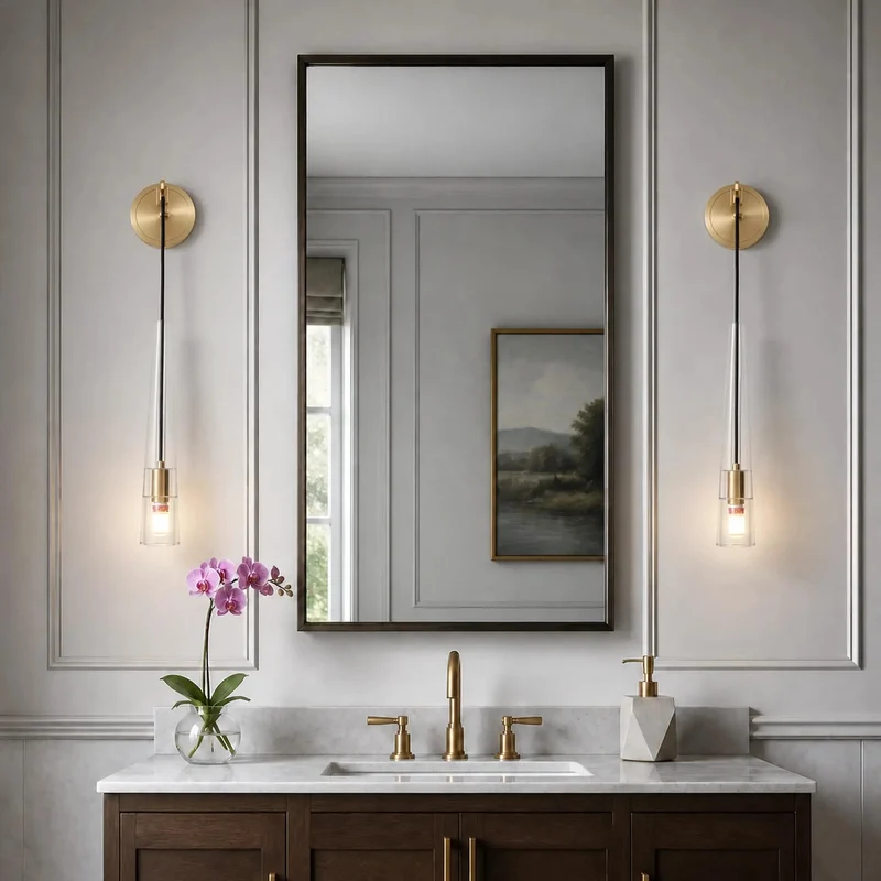 Drop Dead Gorgeous Brushed Gold Wall Sconces With Clear Crystal Glass, Hardwired Vanity Light Fixture For Bathroom Mirrors Bedrooms And Hallways, Bulb Included Top Tier Modern Design