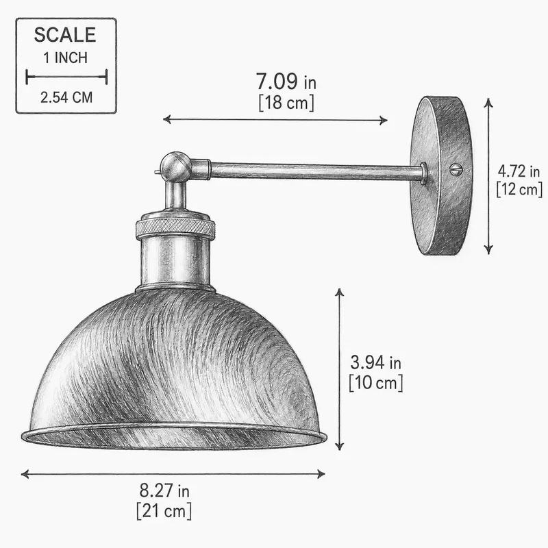 Top Tier Industrial Dome Wall Sconce With Totally Adjustable 180 Degree Arm And Vintage White Metal Finish That Adds A Super Cool Vibe To Any Room In Your House