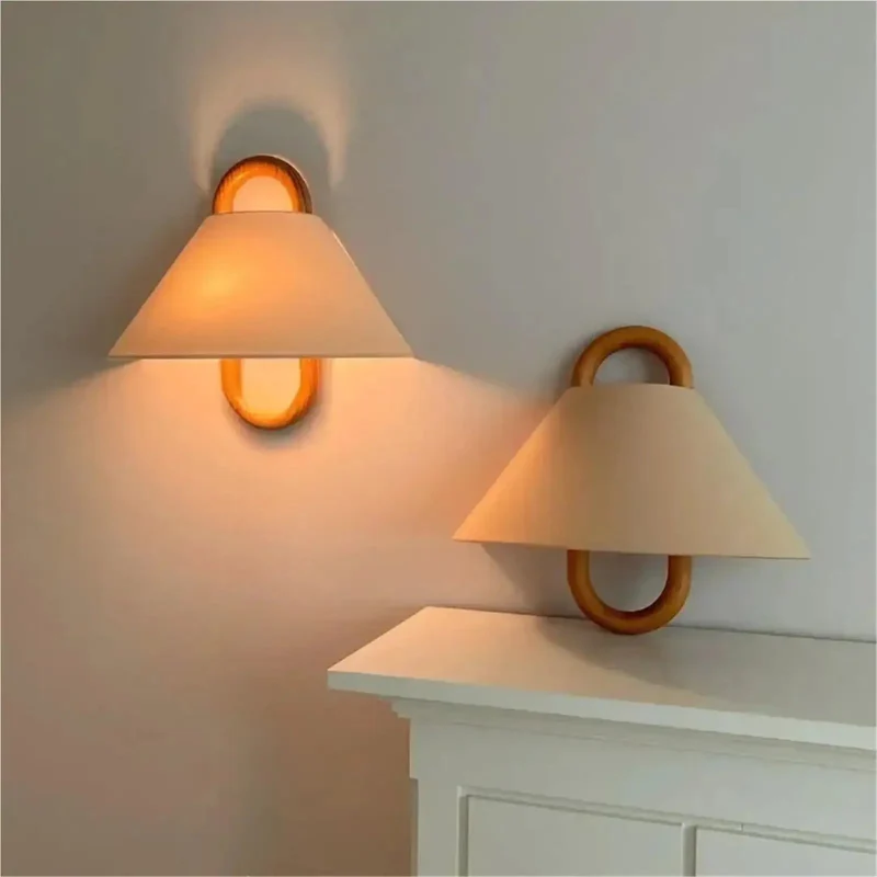 Modern Fabric Wall Sconce With Curved Wood Ring And E14 Base Dropping Chill Bedroom Vibes On Hallways Foyers And Studies This Ace Indoor Lighting Fixture Saves Table Space While Pulling Smooth Ambient Glow With Hassle Free Led Swaps