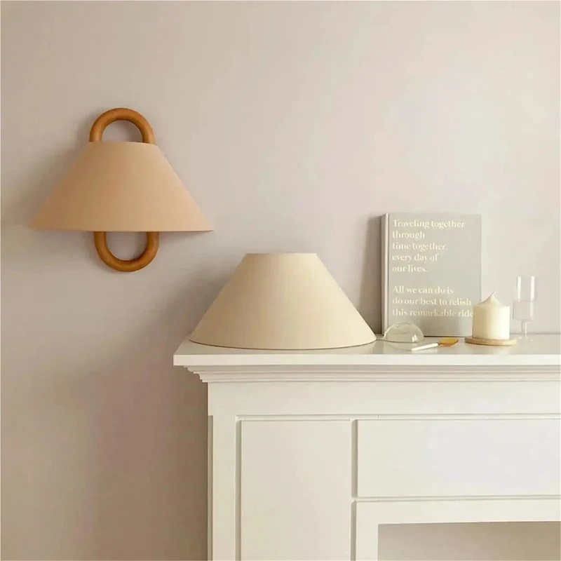 Modern Fabric Wall Sconce With Curved Wood Ring And E14 Base Dropping Chill Bedroom Vibes On Hallways Foyers And Studies This Ace Indoor Lighting Fixture Saves Table Space While Pulling Smooth Ambient Glow With Hassle Free Led Swaps