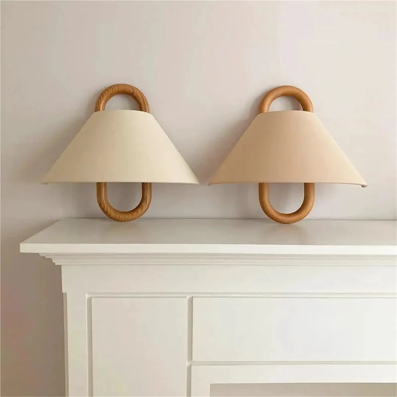 Modern Fabric Wall Sconce With Curved Wood Ring And E14 Base Dropping Chill Bedroom Vibes On Hallways Foyers And Studies This Ace Indoor Lighting Fixture Saves Table Space While Pulling Smooth Ambient Glow With Hassle Free Led Swaps