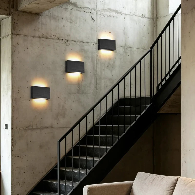 Clean Modern Wooden LED Wall Sconce Up Down Light With Adjustable Color Tone Dead Simple Hardwired Install Perfect For Bedroom Hallway Or Stairway Black Two Pack Totally Fresh Look
