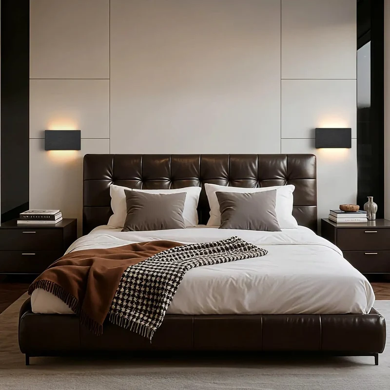 Clean Modern Wooden LED Wall Sconce Up Down Light With Adjustable Color Tone Dead Simple Hardwired Install Perfect For Bedroom Hallway Or Stairway Black Two Pack Totally Fresh Look