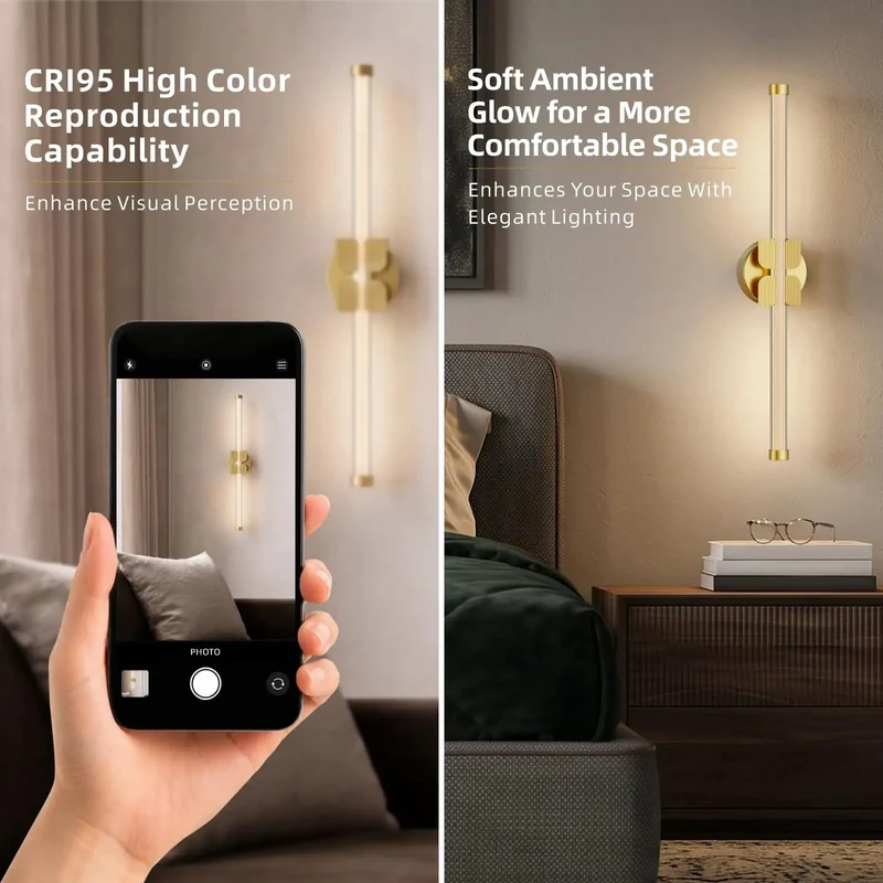 Gold Wall Sconces Set Of Two, 22 Inch Modern Cordless Lamp Fixtures For Hallways And Bedrooms, Rechargeable Battery Lights With No Wiring Headache And Top Tier Ambient Glow