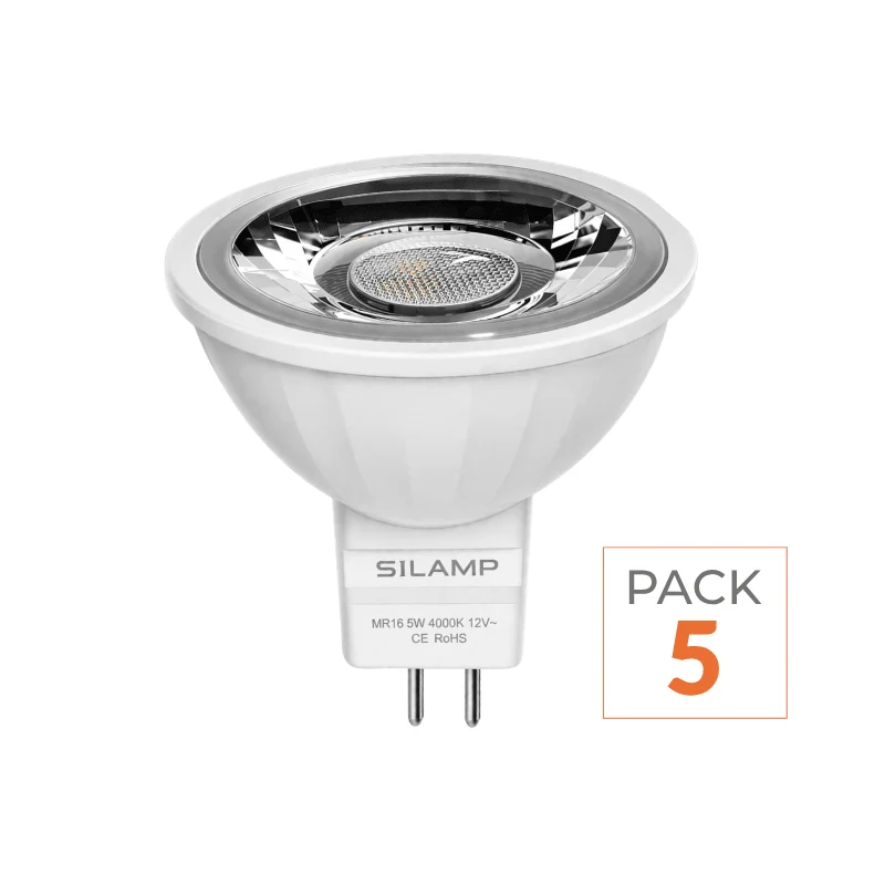 Pack de 5 - Ampoule LED GU5.3 / MR16 12V 8W SMD 80°