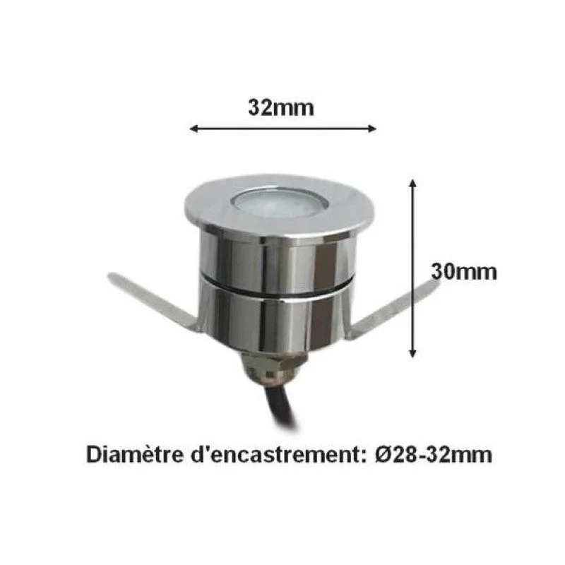 Spot LED Extérieur Encastrable 1W 12V IP65 45°
