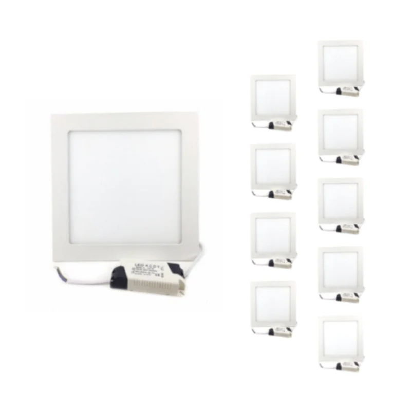 Spot LED Encastrable Carré BLANC 18W - Pack de 10