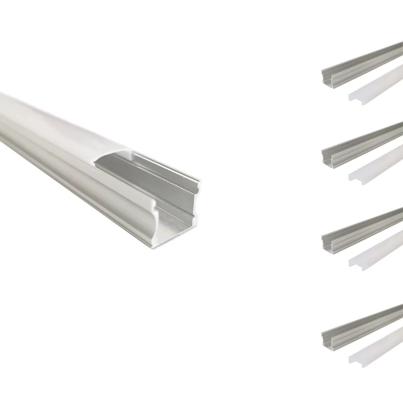 Profilé Aluminium 2m pour Ruban LED Couvercle Opaque - Pack de 5
