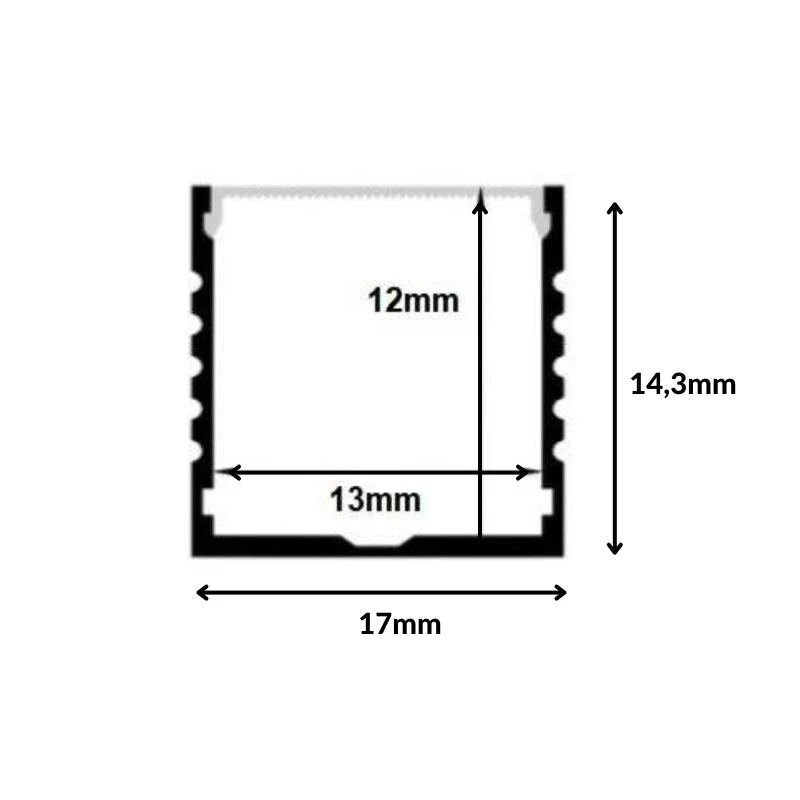 Profilé Aluminium 2m pour Ruban LED Couvercle Opaque - Pack de 5