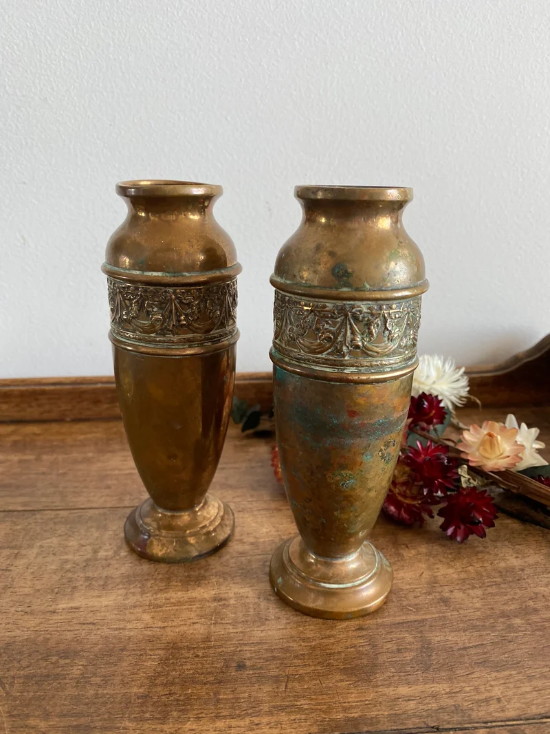 Coupelle et soliflores en cuivre vintage