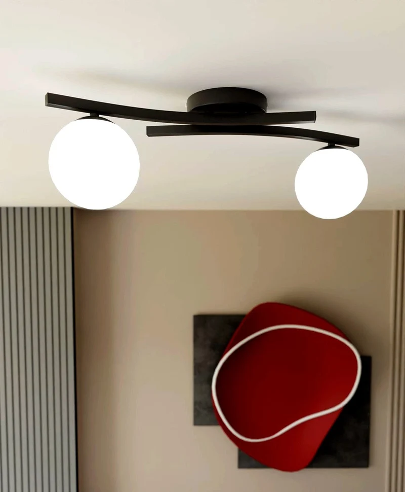 Plafonnier blanc et noir Salon