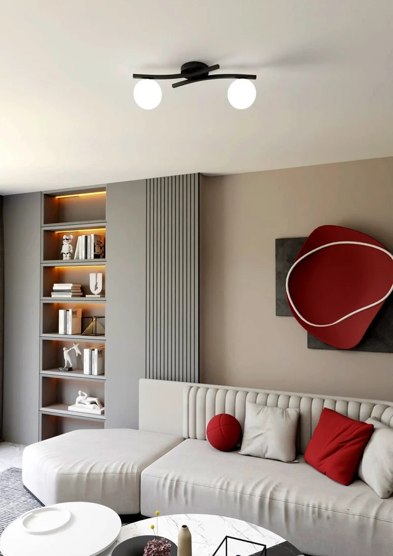 Plafonnier blanc et noir Salon