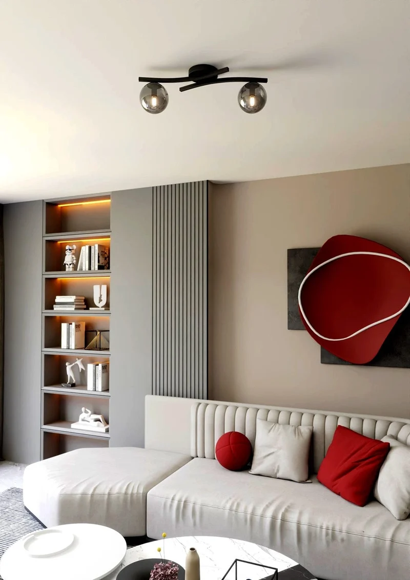 Plafonnier blanc et noir Salon