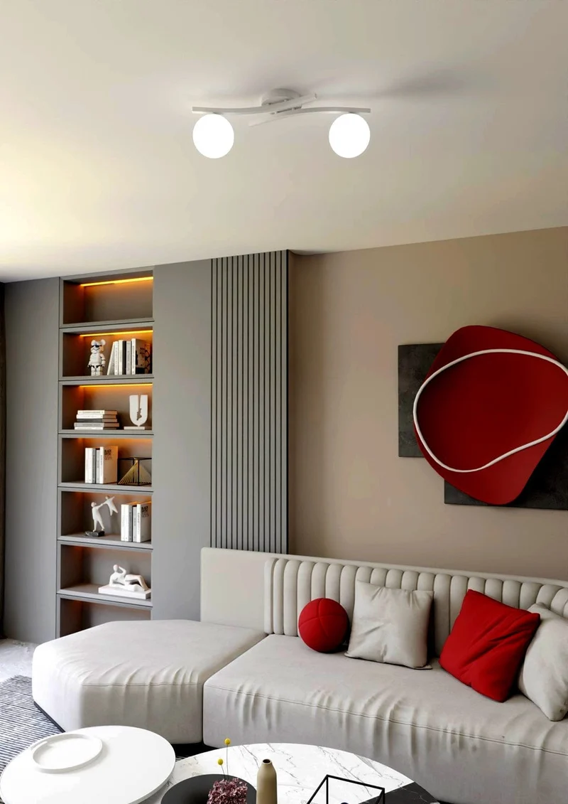 Plafonnier blanc et noir Salon