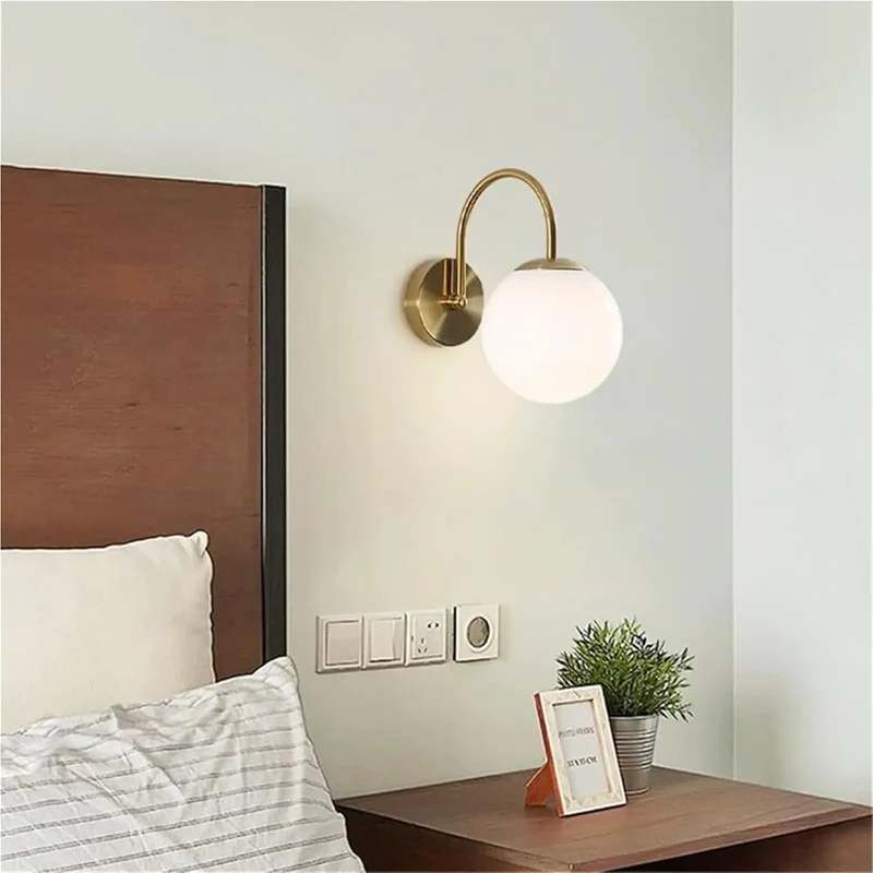 Mid Century Modern Gold Wall Sconce Hardwired With Milky White Glass Shade Fresh Ambient Lighting For Bedroom Or Hallway Add Some Hella Cozy Vibes To Your Space With This Sleek Indoor Wall Lamp Fixture