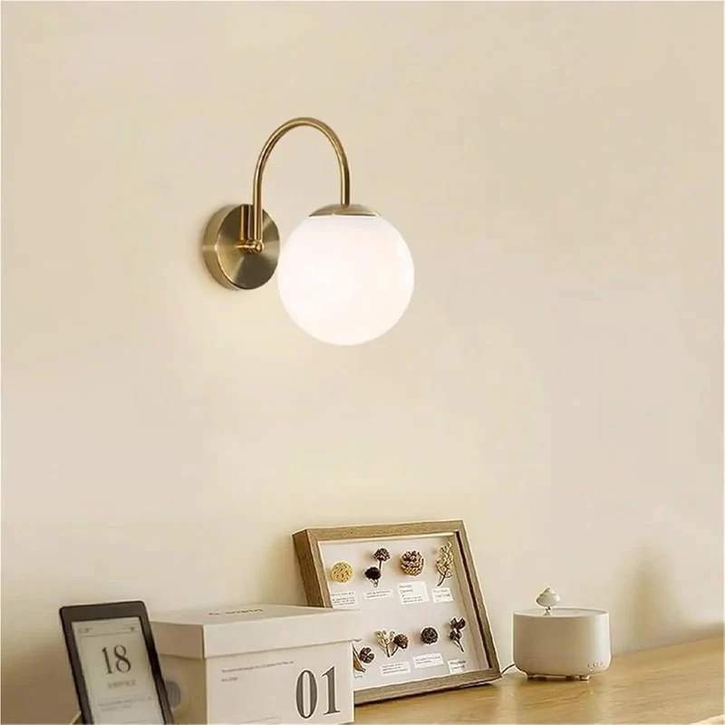 Mid Century Modern Gold Wall Sconce Hardwired With Milky White Glass Shade Fresh Ambient Lighting For Bedroom Or Hallway Add Some Hella Cozy Vibes To Your Space With This Sleek Indoor Wall Lamp Fixture