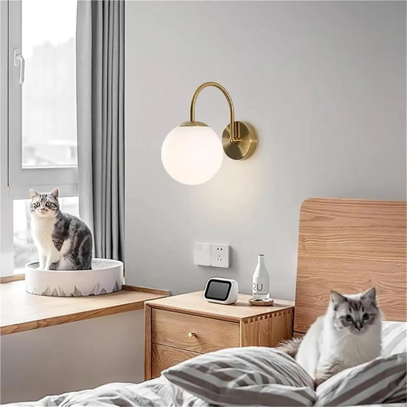 Mid Century Modern Gold Wall Sconce Hardwired With Milky White Glass Shade Fresh Ambient Lighting For Bedroom Or Hallway Add Some Hella Cozy Vibes To Your Space With This Sleek Indoor Wall Lamp Fixture