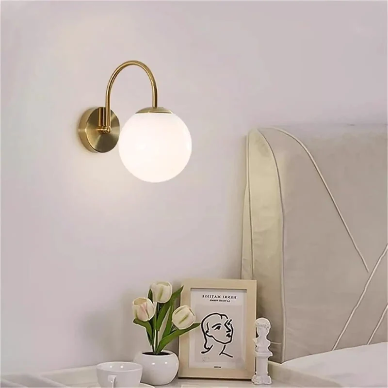 Mid Century Modern Gold Wall Sconce Hardwired With Milky White Glass Shade Fresh Ambient Lighting For Bedroom Or Hallway Add Some Hella Cozy Vibes To Your Space With This Sleek Indoor Wall Lamp Fixture