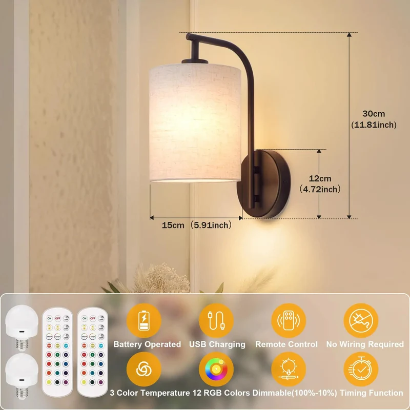Wireless Wall Sconces Set Of Two Dark Chocolate Finish Battery Operated Rechargeable Led Plug Free Ambient Lighting For A Clean Modern Vibe That Totally Slaps