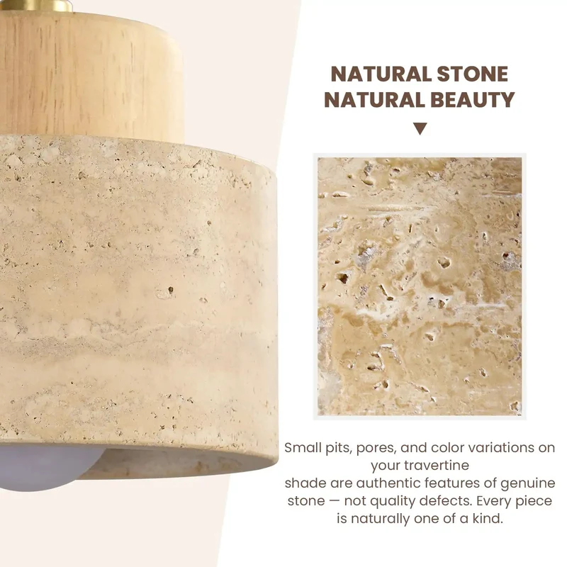 Single Yellow Travertine Wall Sconce With Natural Wood Base And Sleek Metal Frame Offers Rock Solid Durability For A Killer Living Room Vibe And Top Notch Ambient Lighting