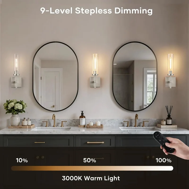 Cordless Brushed Nickel Wall Sconces With Remote And 10000mah Rechargeable Battery Set Of 2 Dimmable Wireless Wall Lights For Bedroom Living Room Bathroom Hallway Hassle Free Setup