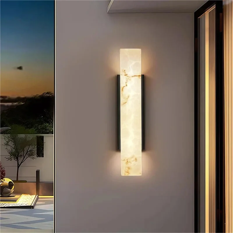 Badass Sleek Linear Wall Sconce Featuring Top Shelf Imitated Marble Accents And Durable Warm LEDs For Clean Modern Ambiance In Any Home Space Upgrades Your Decor With Straight Up Premium Style