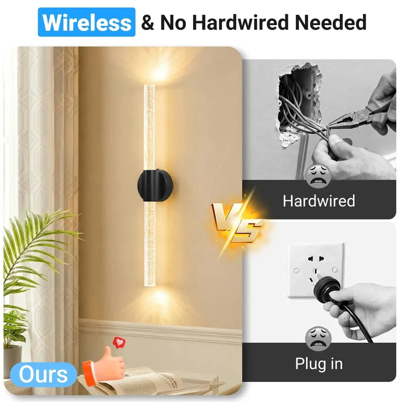 Super Slick Black Battery Operated Wall Sconces Set Of 2 Peel And Stick Led Accent Lighting Modern Luxury Home Decor Zero Hassle Install Total Game Changer Space Upgrade For Living Rooms And Bedrooms
