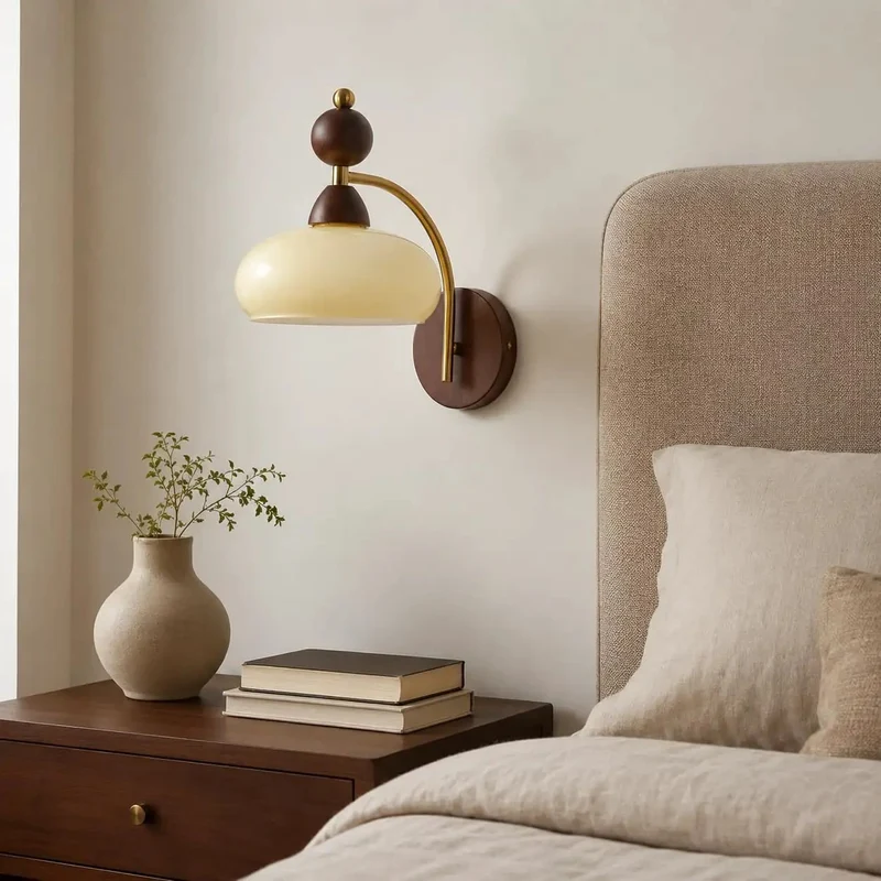 Two Pack Slick Mid Century Wooden Wall Sconces Featuring Hella Warm RGB LED Glow And Smooth Wireless Charging Rechargeable Bedroom Accent Lamps For Modern Home Decor And Living Room Vibes