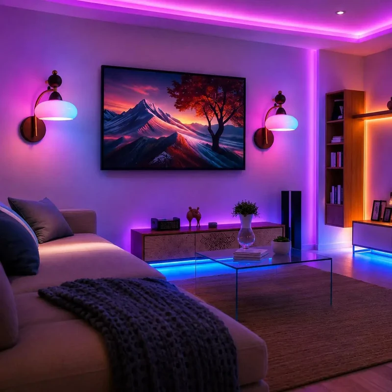 Two Pack Slick Mid Century Wooden Wall Sconces Featuring Hella Warm RGB LED Glow And Smooth Wireless Charging Rechargeable Bedroom Accent Lamps For Modern Home Decor And Living Room Vibes