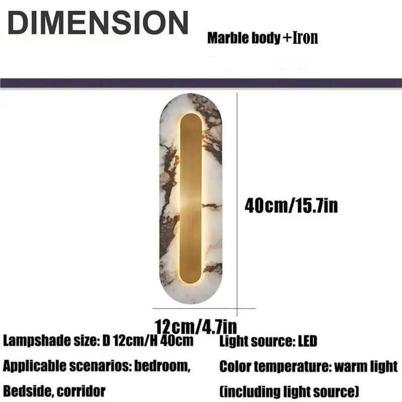 Slick Long Marble Wall Sconce With Gold Trim Offers Smooth Lighting For A Clean Minimalist Vibe That Totally Levels Up Your Room As A Stylish Hardwired Bedside Or Living Room Fixture You Gotta Have