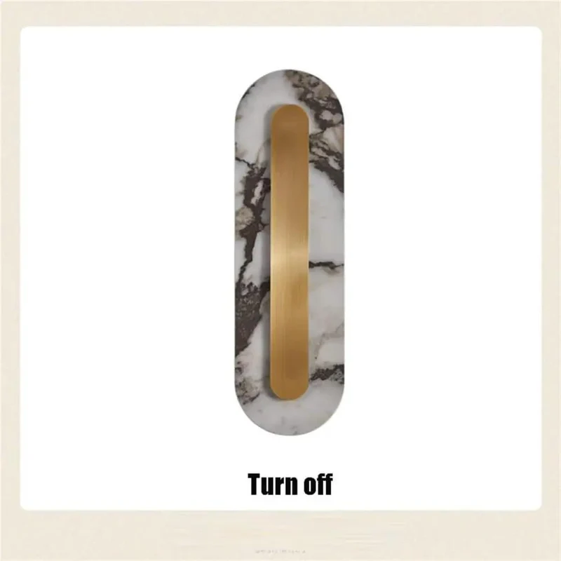 Slick Long Marble Wall Sconce With Gold Trim Offers Smooth Lighting For A Clean Minimalist Vibe That Totally Levels Up Your Room As A Stylish Hardwired Bedside Or Living Room Fixture You Gotta Have