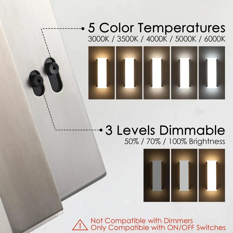 Modern Brushed Nickel Wall Sconces Set Of Two Hardwired Led Lights Featuring Smooth Three Level Dimming And Adjustable Warm To Cool White Glow For A Total Game Changer Room Setup And Chill Decor Vibes