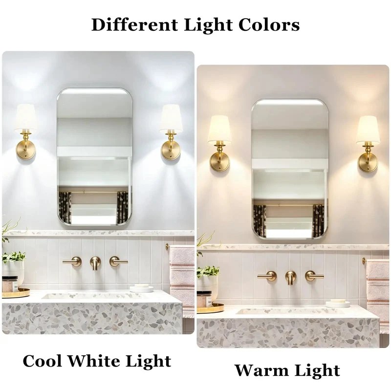 Top Shelf Wall Sconces Set Of Two Featuring Brushed Gold Frame And Soft White Linen Shade Solid Pick For Modern Bathroom Bedroom Or Hallway Vanity Lighting Adding Clean Farmhouse Charm To Authentic Americana Decor Vibe