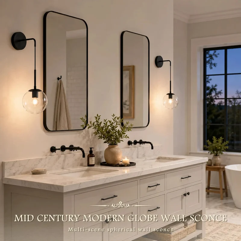 Super Sleek 2 Pack of 6 Inch Black Metal Wall Sconces With Hanging Cord and Included Bulbs Add Badass Modern Vibes to Bedroom Living Room Hallway With Clean Spherical Design