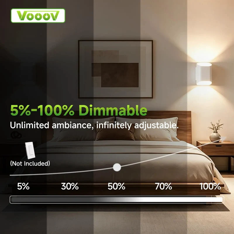 Premium White LED Wall Sconce Featuring Dazzling 5CCT Options And Smooth Dimming 7.9 Inch Wall Lamp Bringing Cozy Vibes To Your Home With Top Tier Flicker Free Glow
