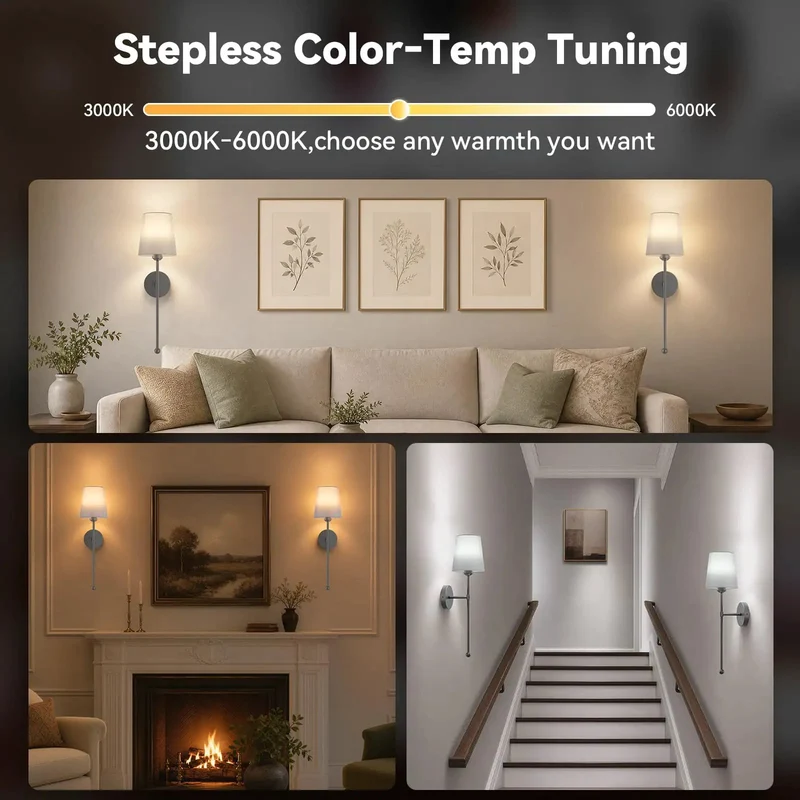Premium Battery Operated Wall Sconce Set Of Two With Slick RF Remote And Totally Dead Simple Wireless Mount Grey Decor Piece Featuring Adjustable Rods For Seamlessly Modern Room Atmosphere